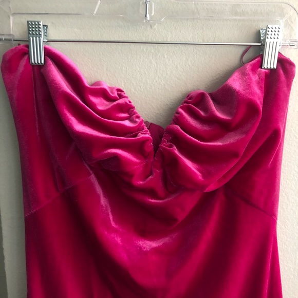 Zara Hot Pink Strapless Midi Velvet Dress Size L NWT- $80 - Picture 3 of 8